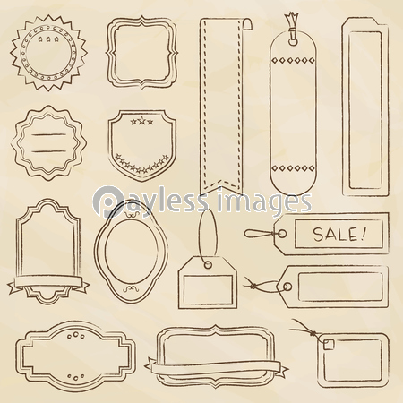 手書き風 ラベル タグ セット 商用利用可能な写真素材 イラスト素材ならストックフォトの定額制ペイレスイメージズ