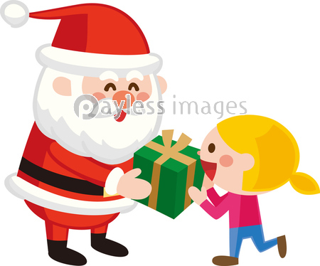 クリスマスプレゼントを子供に渡すサンタクロース ベクターイラスト素材 ストックフォトの定額制ペイレスイメージズ