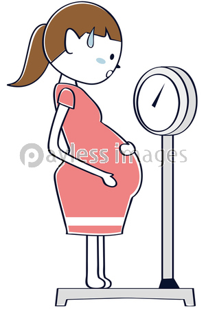 ポニーテールの妊婦が体重に青ざめる 商用利用可能な写真素材 イラスト素材ならストックフォトの定額制ペイレスイメージズ