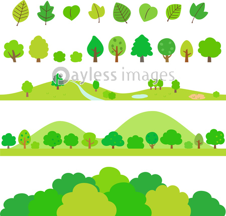 木や葉のデコレーションイラストセット 商用利用可能な写真素材 イラスト素材ならストックフォトの定額制ペイレスイメージズ