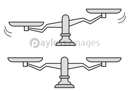 揺れ動く天秤と均衡を保つ天秤のイラスト 線画にライブペイント 商用利用可能な写真素材 イラスト素材ならストックフォトの定額制ペイレスイメージズ