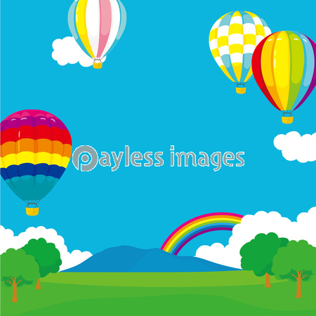気球と広場の風景 背景イラスト ストックフォトの定額制ペイレスイメージズ