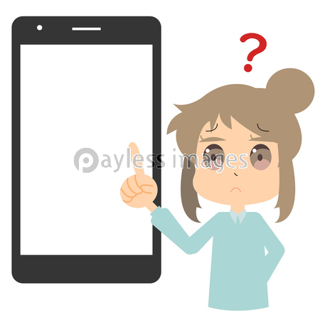 スマホに疑問がある女性のイラスト ストックフォトの定額制ペイレスイメージズ