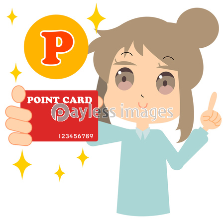 ポイントカードでポイントを貯める女性のイラスト ストックフォトの定額制ペイレスイメージズ