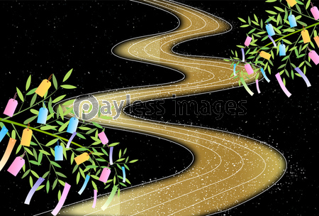 七夕 天の川 飾り 背景 ストックフォトの定額制ペイレスイメージズ