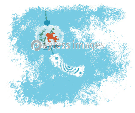 パステル画風金魚模様の風鈴夏のイメージイラスト ストックフォトの定額制ペイレスイメージズ