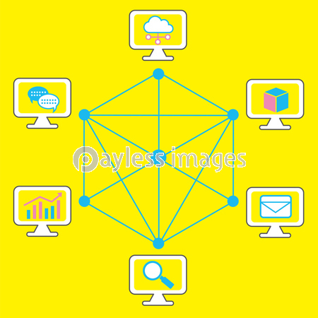 パソコンでいろいろ繋がる 商用利用可能な写真素材 イラスト素材ならストックフォトの定額制ペイレスイメージズ