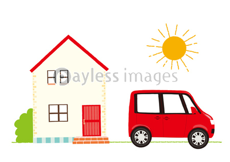 家と自動車 イラスト ストックフォトの定額制ペイレスイメージズ
