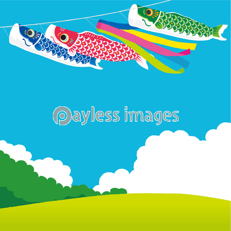鯉のぼり 背景イラスト ストックフォトの定額制ペイレスイメージズ