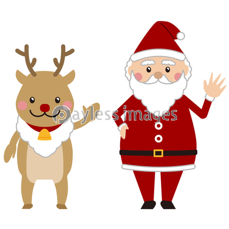 クリスマス サンタとトナカイ 挨拶 商用利用可能な写真素材 イラスト素材ならストックフォトの定額制ペイレスイメージズ