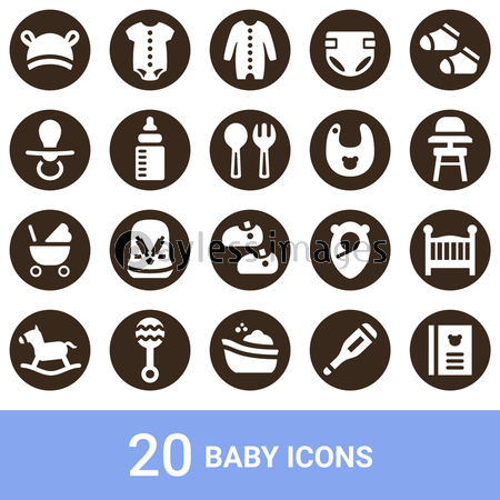 商品アイコン ベビー 白抜き セット 商用利用可能な写真素材 イラスト素材ならストックフォトの定額制ペイレスイメージズ