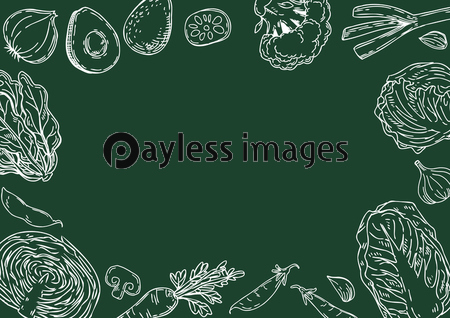 野菜の手描きイラスト フレーム ストックフォトの定額制ペイレスイメージズ