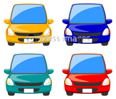 4色の乗用車のイラスト ストックフォトの定額制ペイレスイメージズ