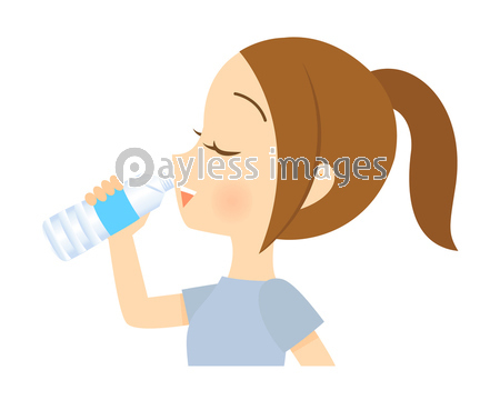 水を飲む女性 イラスト 01 ストックフォトの定額制ペイレスイメージズ