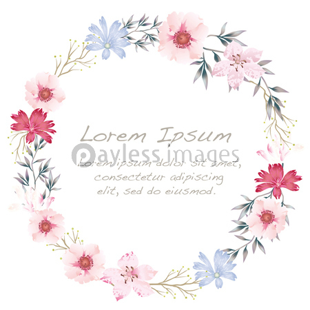 水彩風 花のフレームイラスト ストックフォトの定額制ペイレスイメージズ