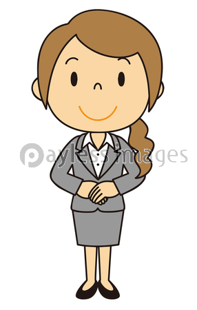 スーツを着た女性のイラスト 全身 立ち姿 基本姿勢 ストックフォトの定額制ペイレスイメージズ