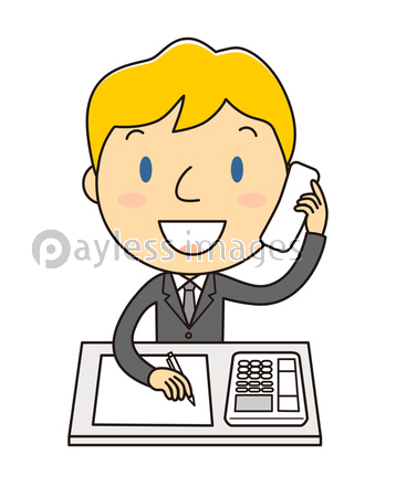 インカム 電話対応をしているオフィスの男性 イラスト クリップアート ストックフォトの定額制ペイレスイメージズ