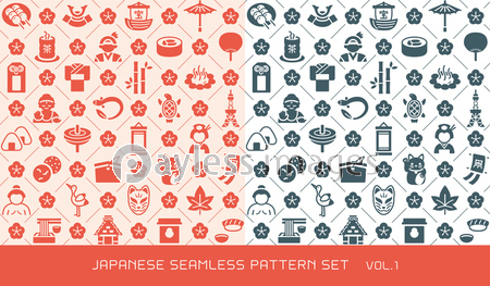 シームレスパターン 日本のアイコン背景素材のセット Vol 1 ストックフォトの定額制ペイレスイメージズ