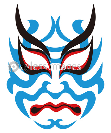 日本の伝統芸能 歌舞伎の顔のメイク 隈取り お面 イラスト ベクター ストックフォトの定額制ペイレスイメージズ