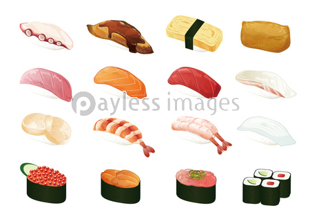 寿司 イラスト 商用利用可能な写真素材 イラスト素材ならストックフォトの定額制ペイレスイメージズ