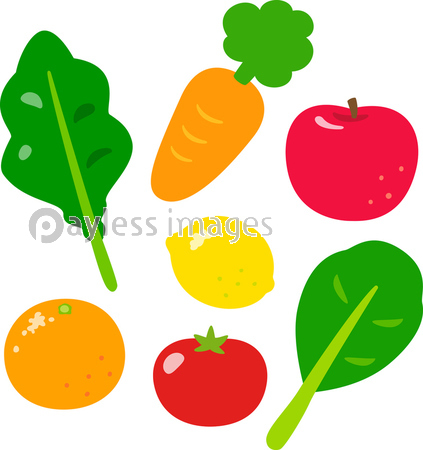 野菜 果物のかわいいイラスト 商用利用可能な写真素材 イラスト素材ならストックフォトの定額制ペイレスイメージズ