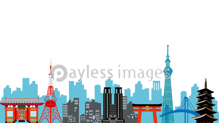 東京のビル群の街並みのイラスト ストックフォトの定額制ペイレスイメージズ