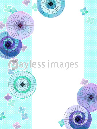 紫陽花と和傘のイラスト背景 商用利用可能な写真素材 イラスト素材ならストックフォトの定額制ペイレスイメージズ