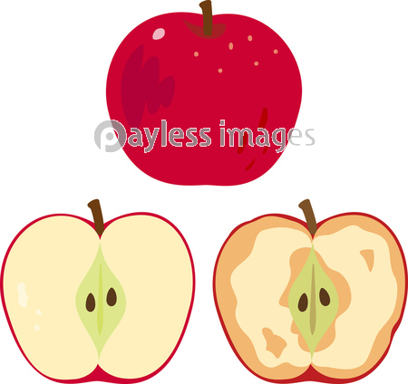 半分に切ったリンゴと断面が変色したリンゴ ストックフォトの定額制ペイレスイメージズ