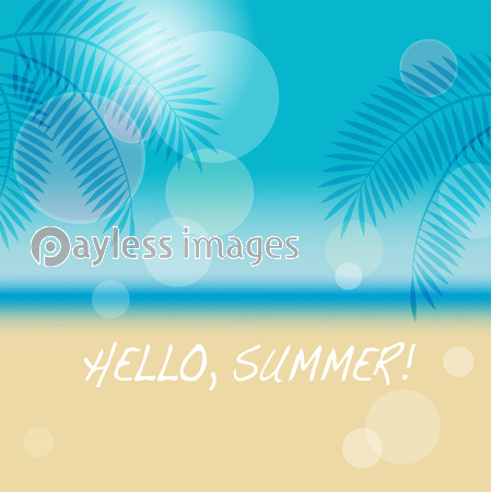 夏のビーチ 正方形の背景イラスト ストックフォトの定額制ペイレスイメージズ