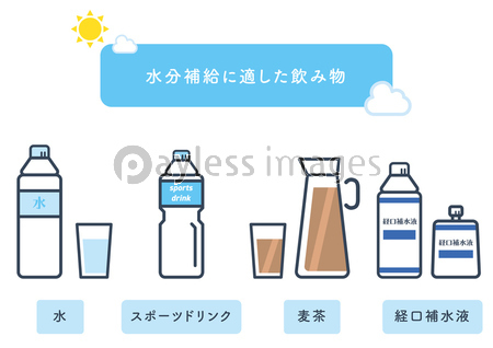 夏の水分補給に適した飲み物のイラスト 商用利用可能な写真素材 イラスト素材ならストックフォトの定額制ペイレスイメージズ