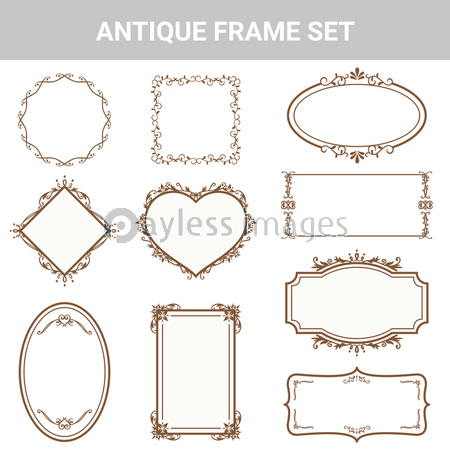 装飾素材 アンティーク フレームセット - 商用利用可能な写真素材