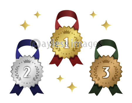 豪華な光沢のある金銀銅のランキングメダル キラキラ装飾 商用利用可能な写真素材 イラスト素材ならストックフォトの定額制ペイレスイメージズ