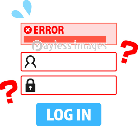 エラーメッセージが出たログイン画面とはてなマーク ストックフォトの定額制ペイレスイメージズ