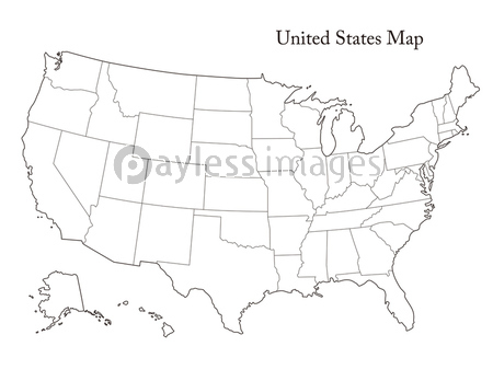 アメリカ合衆国州境界線付き白地図 商用利用可能な写真素材 イラスト素材ならストックフォトの定額制ペイレスイメージズ