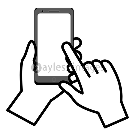 スマートフォンを操作する手のイラスト ストックフォトの定額制ペイレスイメージズ