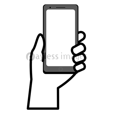 スマートフォンを操作する手のイラスト ストックフォトの定額制ペイレスイメージズ