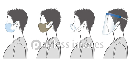 男性の横顔のイラスト ウイルスの感染対策 写真素材 イラスト素材ならストックフォトの定額制ペイレスイメージズ