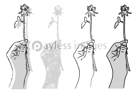 一輪の薔薇を掴んでいる手のイラスト 4つのバリエーション 商用利用可能な写真素材 イラスト素材ならストックフォトの定額制ペイレスイメージズ