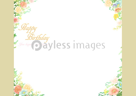 誕生日カード お花のフレーム 素材2 ストックフォトの定額制ペイレスイメージズ