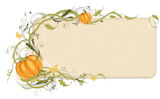 Halloween banner  with pumpkin and floral ornament