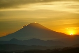 富士山と沈む太陽