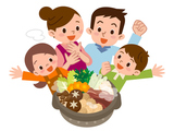 鍋料理と笑顔の家族