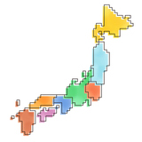 地域区分別日本ドット地図(ずらし線あり水彩風)