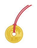日本のお金のイメージ 硬貨 5円 ご縁 アイコン イラスト