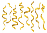 さまざまな形の金色のリボンのベクターイラストセット