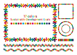 持続可能な開発目標 SDGsのイメージ 17色で構成された美しいフレームと飾り罫線のセット ベクター
